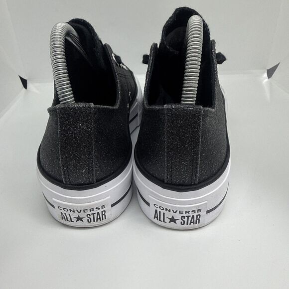 Converse CT  All Star OX Low Top Platform Black Glitter Sparkle Women's Size 7.5 - Picture 7 of 11
